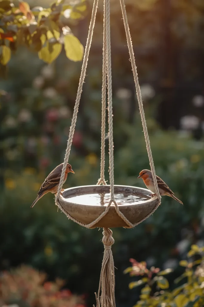 Hanging Bird Bath Using Macrame 1