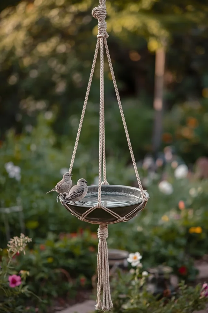 Hanging Bird Bath Using Macrame