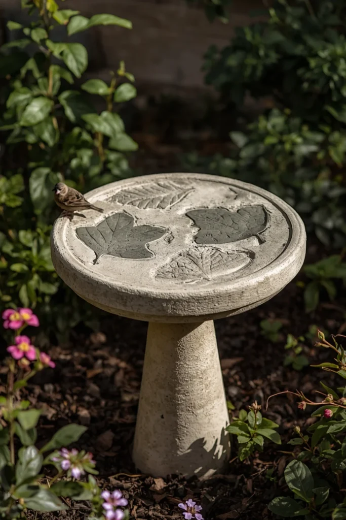 Leaf Stamped Concrete Bird1