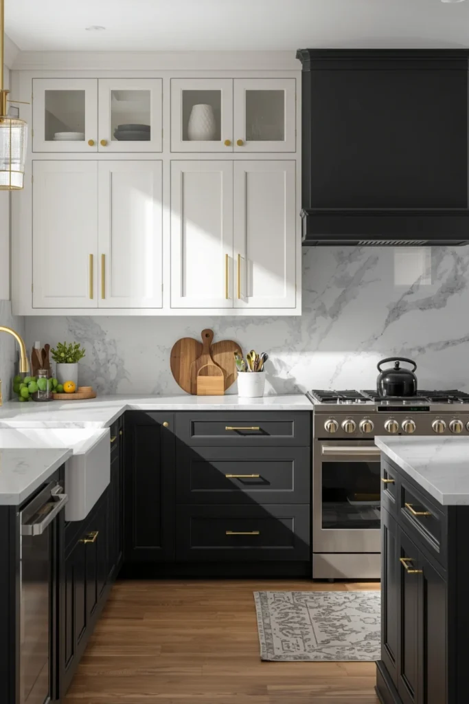 MTwo Tone Kitchen Cabinetsarble Effect Wallpaper2
