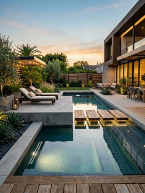 Raised Concrete Decks with Floating Wood Steps1