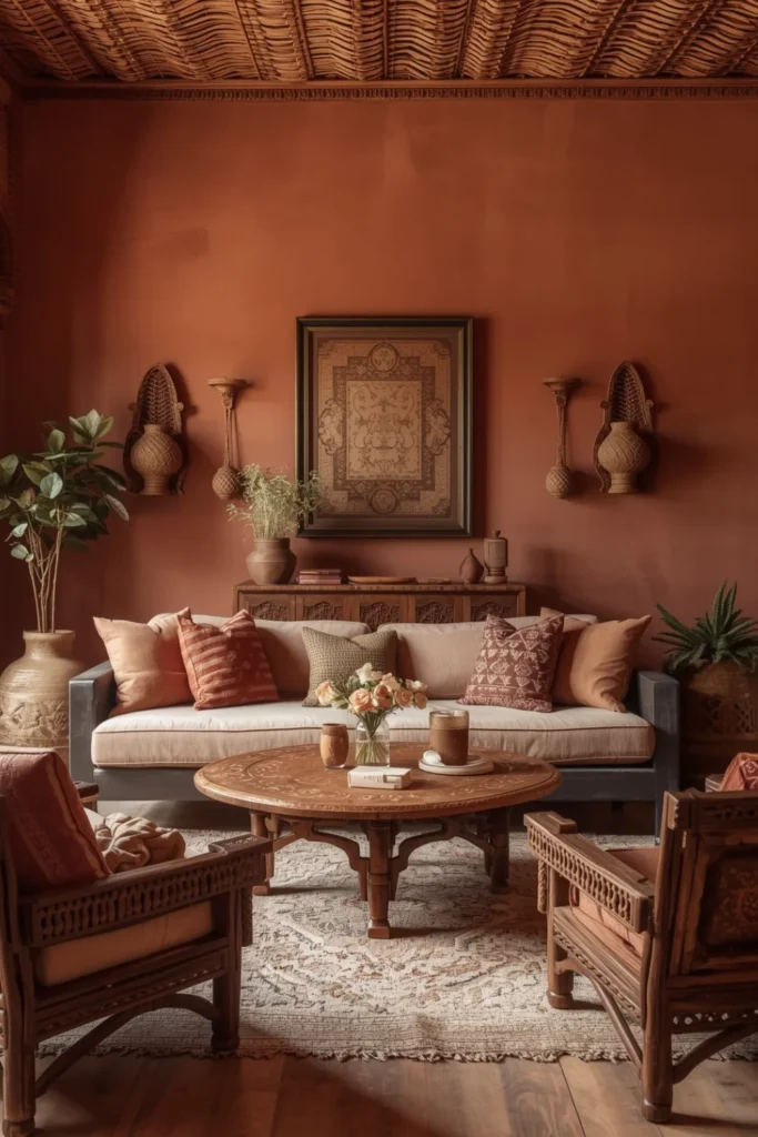 Terracotta Oasis With Carved Wood Drama2