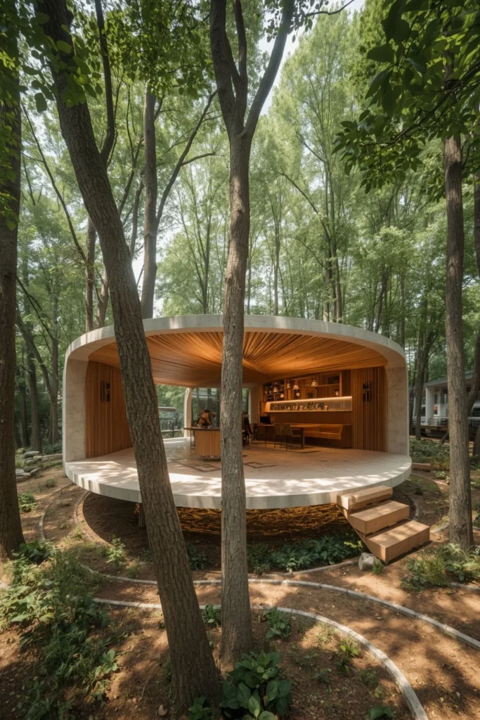 Tree Ring Pavilion With Floating