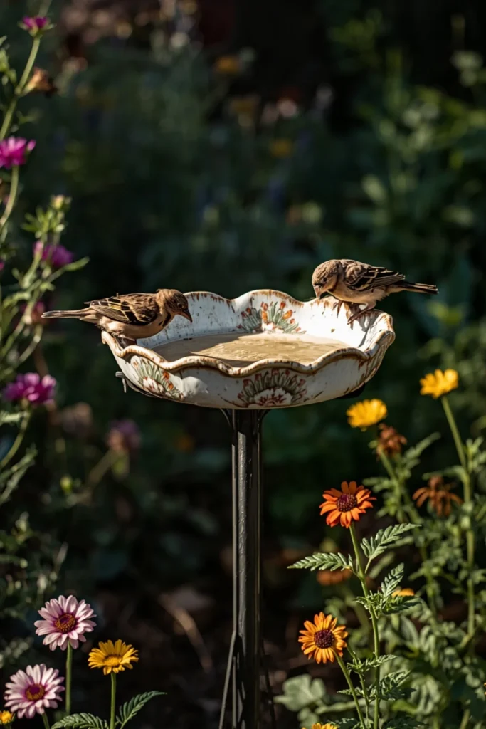 Upcycled Dish or Bowl Bird Bath2