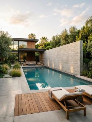 Waterline Accent with Concealed Concrete Wall