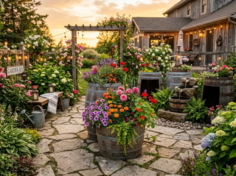 9 Barrel Planter Ideas for Rustic Outdoor Decor
