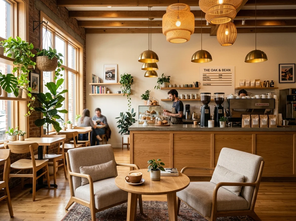 Beautiful small modern cafe interior