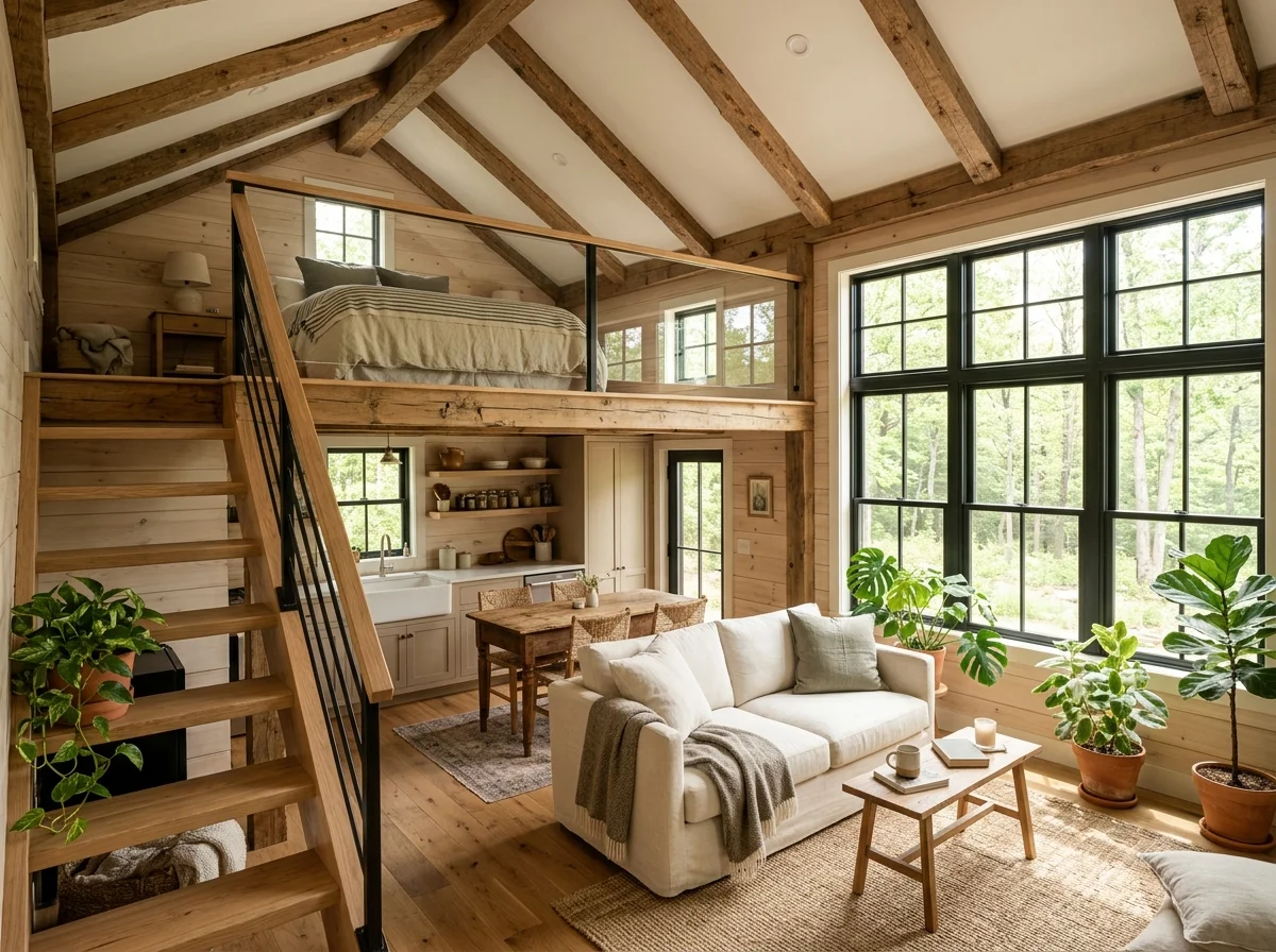 Beautiful tiny cottage loft interior