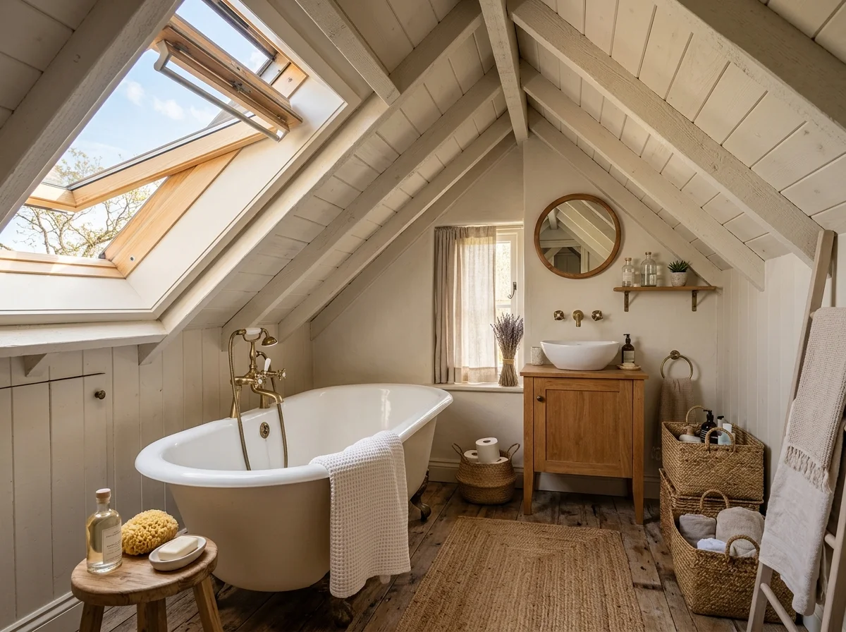 Charming tiny attic bathroom