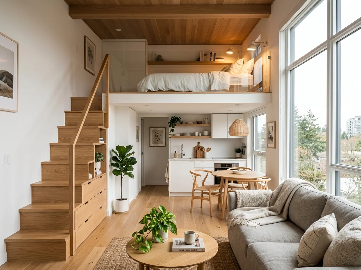 Tiny loft apartment Scandinavian