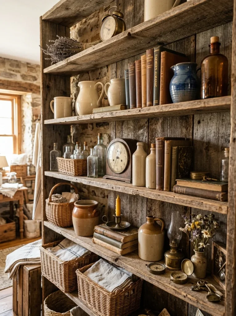 Rustic Shelving Arrangements