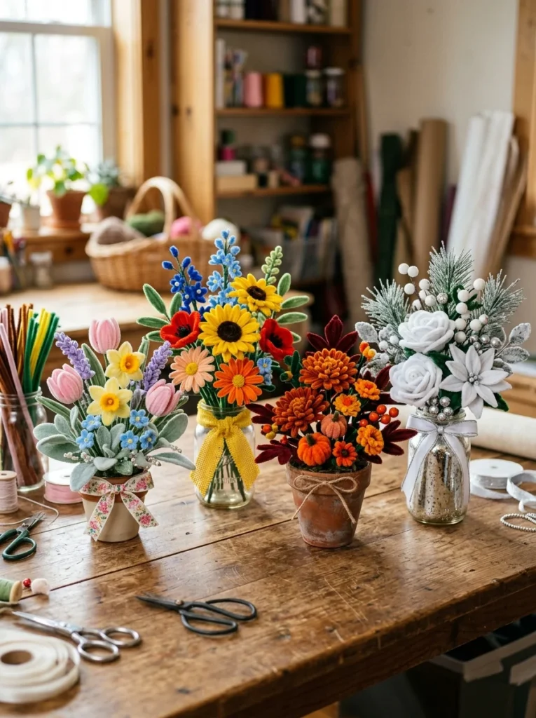 Seasonal Pipe Cleaner Bouquets