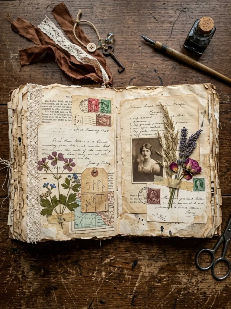 Vintage Tea Stained Pages 1